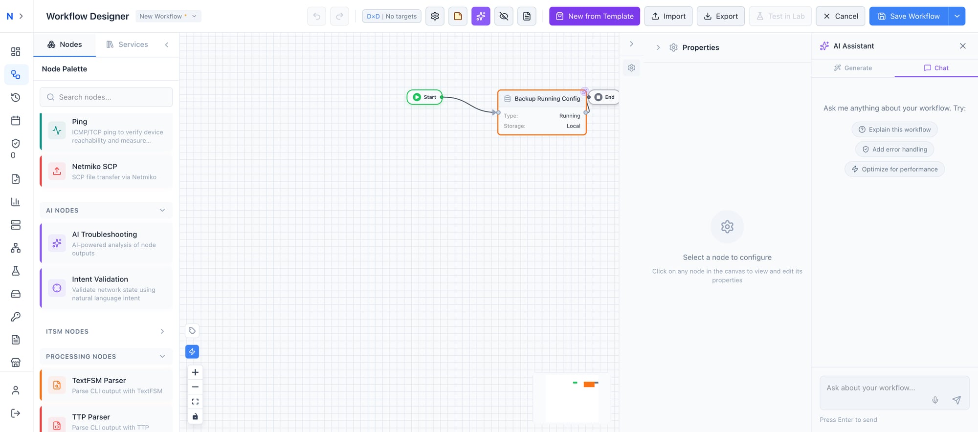 AI Copilot Chat tab with suggestion buttons