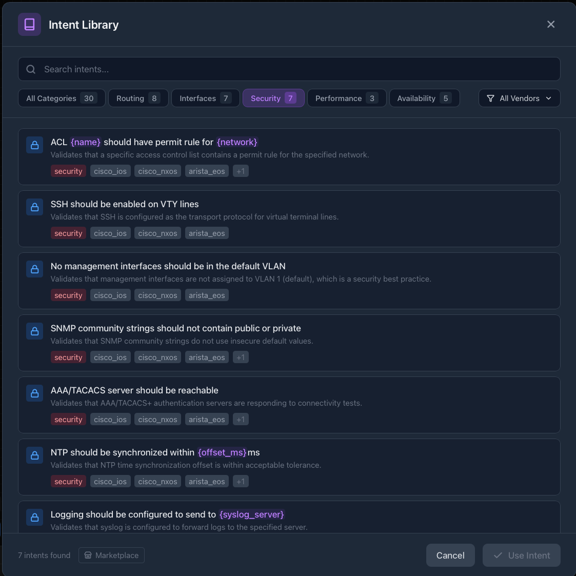 Security Intents Library