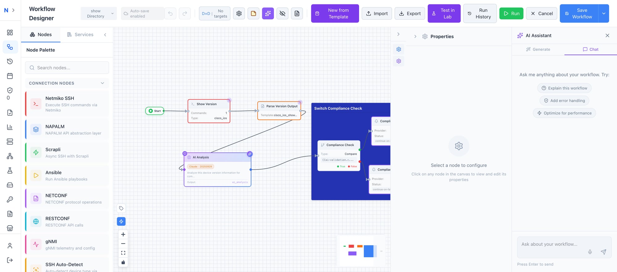 Full Switch Compliance Check workflow on canvas